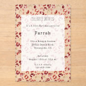 Invitations En Acrylique Red Cream Leopard Animal Print Birthday (Recto)