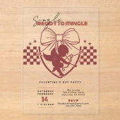 Invitations En Acrylique Red Cupidon Singles Saint Valentin (Recto)