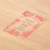 Invitations En Acrylique Red Curve Wavy Squiggle Abstract Birthday Party (Poser)