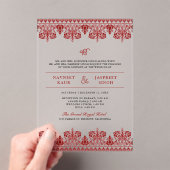 Invitations En Acrylique Red Damask Border Anand Karaj Sikh Wedding (In situ (ordinateur de poche))
