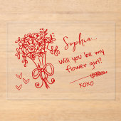 Invitations En Acrylique Red Hand Drawn Will you be... (Recto)