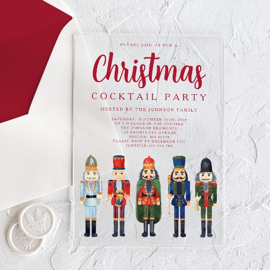 Invitations En Acrylique Red Nutcracker Christmas Cocktail Party
