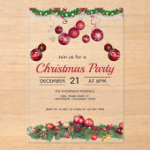Invitations En Acrylique Red Ornaments Unique Christmas (Recto)