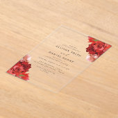 Invitations En Acrylique Red & Pink Floral Elegant Wedding (Poser)