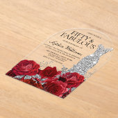 Invitations En Acrylique Red Roses Diamond Gown 50th Birthday Party Arch (Poser)
