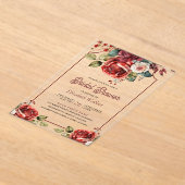 Invitations En Acrylique Red Roses Floral Bridal Shower (Poser)