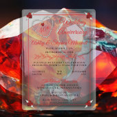 Invitations En Acrylique Red Ruby Diamond 40e anniversaire de Mariage