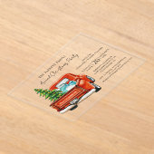 Invitations En Acrylique Red Truck Annual Script Christmas Holiday Party (Poser)