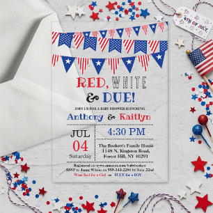 Invitations En Acrylique Red, White & Due! Fête de bébé pour le 4 juillet