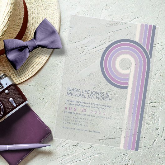 Invitations En Acrylique Refined Lines Geometric Wedding Violet ID983