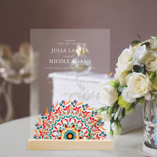 Invitations En Acrylique Regal Majestic Festival Elegance Mandala Mariage