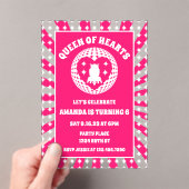 Invitations En Acrylique Reine Des Coeurs Rose Rétro Anniversaire (In situ (ordinateur de poche))