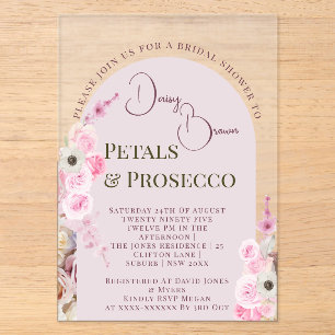 Invitations En Acrylique Reine Rose Floral Arch Été Enterrement de Vie de J