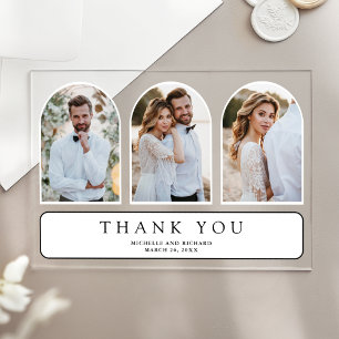 Invitations En Acrylique Remerciement de mariage photo 3 Arch Minimal Blanc