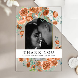 Invitations En Acrylique Remerciement de mariage photo florale en terre cui
