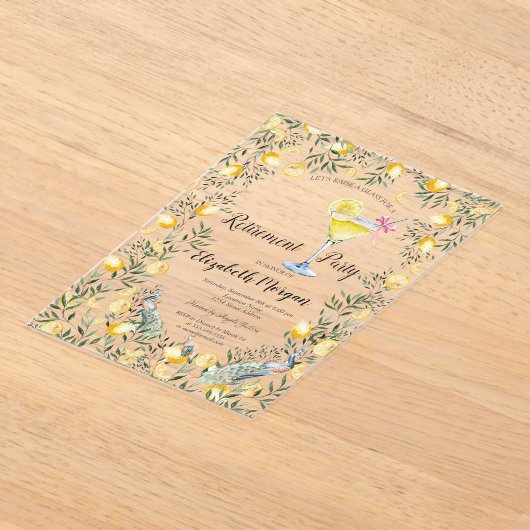 Invitations En Acrylique Retrait de cocktail Citrons Peacock (Poser)