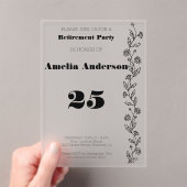 Invitations En Acrylique Retraite minimaliste moderne marguerite noir (In situ (ordinateur de poche))