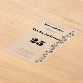 Invitations En Acrylique Retraite minimaliste moderne marguerite noir (Poser)