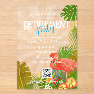 Invitations En Acrylique Retraite Tropicale Flamant Rose
