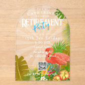 Invitations En Acrylique Retraite Tropicale Flamant Rose (Recto)