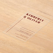 Invitations En Acrylique Retro Abstrait Terrain Terracotta Orange Mariage (Poser)