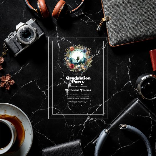 Invitations En Acrylique Retro Adventure attend la fête de graduation acryl