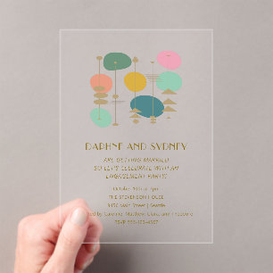 Invitations En Acrylique Retro Age atomique milieu du siècle Mod