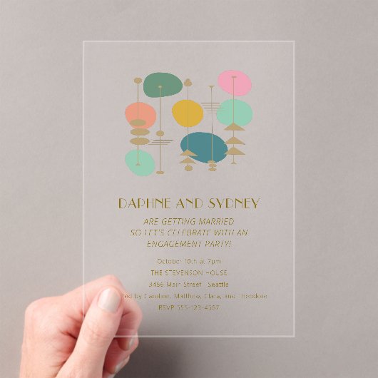 Invitations En Acrylique Retro Age atomique milieu du siècle Mod (In situ (ordinateur de poche))