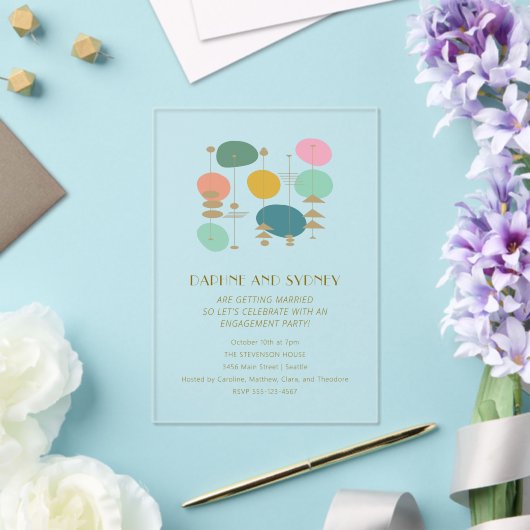 Invitations En Acrylique Retro Age atomique milieu du siècle Mod (Insitu (Mariage))