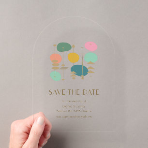 Invitations En Acrylique Rétro Age Atomique Moderne du Milieu du Siècle Enr