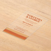 Invitations En Acrylique Rétro Aquarelle Stripes Terracotta Orange Mariage (Poser)