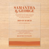Invitations En Acrylique Rétro Aquarelle Stripes Terracotta Orange Mariage (Recto)