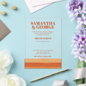 Invitations En Acrylique Rétro Aquarelle Stripes Terracotta Orange Mariage (Insitu (Mariage))