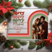 Invitations En Acrylique Retro Arch Joyeux Noël Photo famille