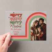 Invitations En Acrylique Retro Arch Joyeux Noël Photo famille (In situ (ordinateur de poche))