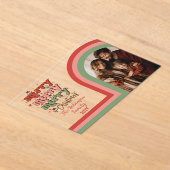 Invitations En Acrylique Retro Arch Joyeux Noël Photo famille (Poser)