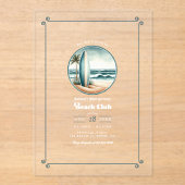 Invitations En Acrylique Retro Beach Club tendance fête d'anniversaire (Recto)