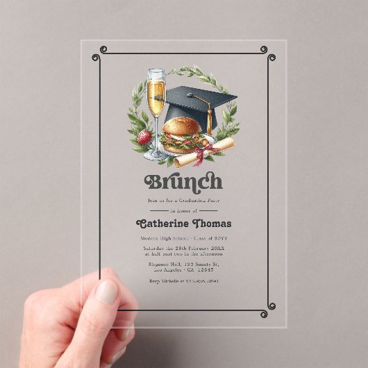 Invitations En Acrylique Retro Brunch Graduation Party (In situ (ordinateur de poche))
