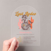 Invitations En Acrylique Retro Pink Yellow Cowgirl Last Disco Nash Bash (In situ (ordinateur de poche))