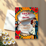 Invitations En Acrylique Retro Romantic Bride et Groom Comic Style Mariage<br><div class="desc">Cette élégante invitation à l'acrylique mariage style bande dessinée est parfaite pour un mariage moderne. Le design rétro présente une illustration vintage de mariée et de mariée et une calligraphie noire sur un arrière - plan à thème de bande dessinée.</div>