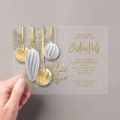 Invitations En Acrylique Retro Silver and Gold Ornaments Christmas Party (In situ (ordinateur de poche))