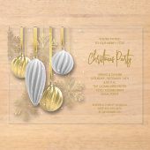 Invitations En Acrylique Retro Silver and Gold Ornaments Christmas Party (Recto)