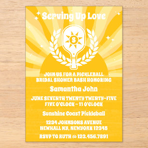 Invitations En Acrylique Retro Sunshine Pickleball Enterrement de Vie de Je