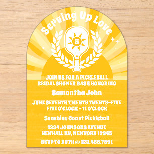 Invitations En Acrylique Retro Sunshine Pickleball Enterrement de Vie de Je