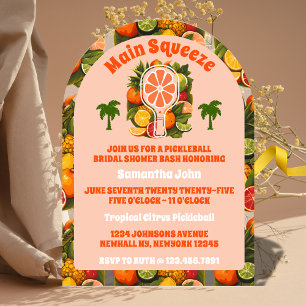Invitations En Acrylique Retro Tropical Citron Pickleball Enterrement de Vi