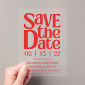 Invitations En Acrylique Retro Valentine Wedding Photo Red Pink (In situ (ordinateur de poche))