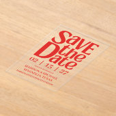 Invitations En Acrylique Retro Valentine Wedding Photo Red Pink (Poser)