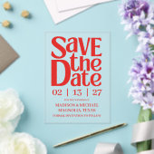 Invitations En Acrylique Retro Valentine Wedding Photo Red Pink (Insitu (Mariage))