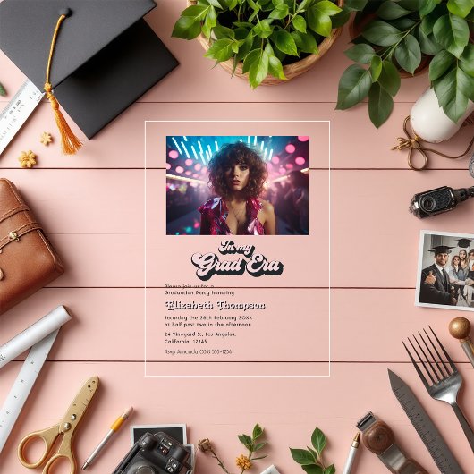 Invitations En Acrylique Retro Vibes Branché Dans Mon Grad Era Graduation P