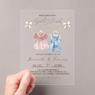 Invitations En Acrylique Révélation de genre des vêtements de Boho